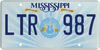 MS license plate LTR987