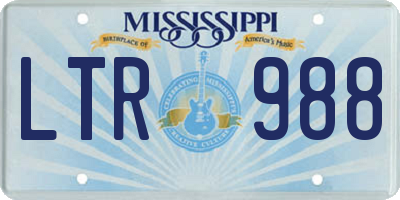 MS license plate LTR988