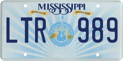 MS license plate LTR989