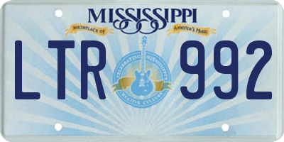 MS license plate LTR992