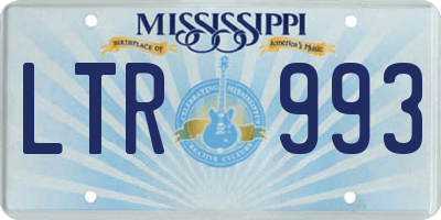 MS license plate LTR993