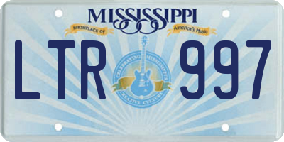 MS license plate LTR997
