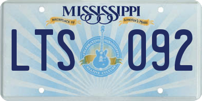 MS license plate LTS092