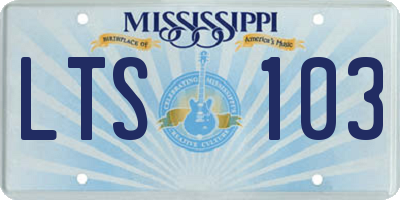 MS license plate LTS103