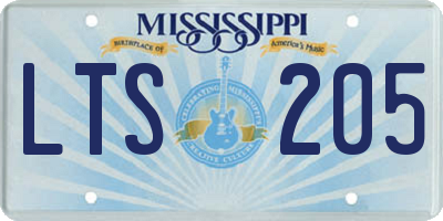 MS license plate LTS205