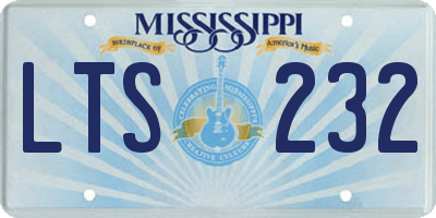 MS license plate LTS232