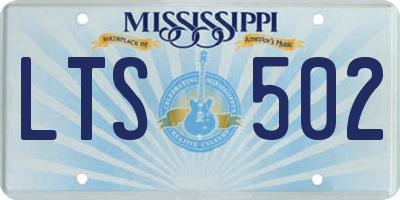 MS license plate LTS502