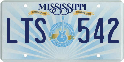 MS license plate LTS542