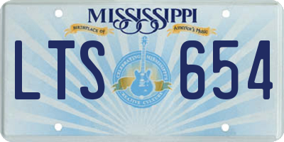 MS license plate LTS654