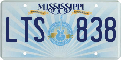 MS license plate LTS838