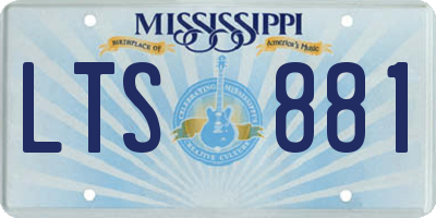 MS license plate LTS881