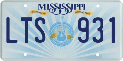 MS license plate LTS931