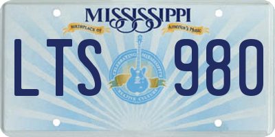 MS license plate LTS980