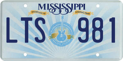 MS license plate LTS981