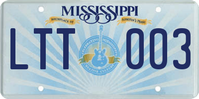 MS license plate LTT003