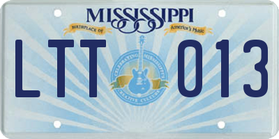 MS license plate LTT013