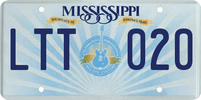 MS license plate LTT020