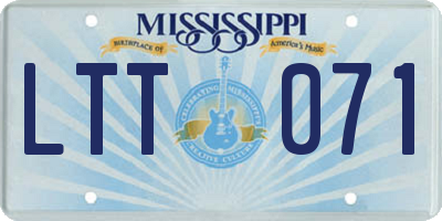 MS license plate LTT071