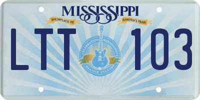 MS license plate LTT103
