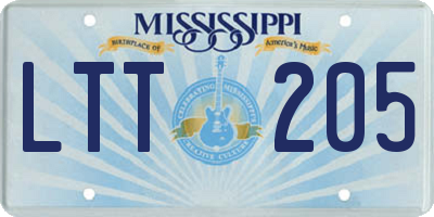 MS license plate LTT205