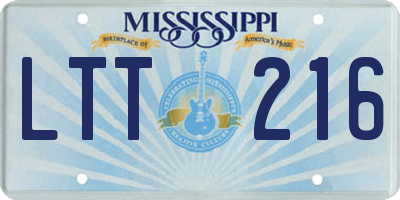 MS license plate LTT216