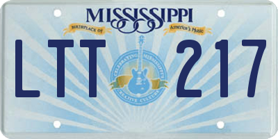 MS license plate LTT217