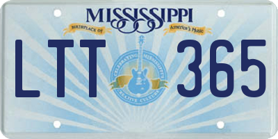 MS license plate LTT365
