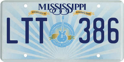 MS license plate LTT386