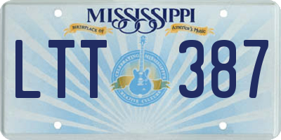 MS license plate LTT387