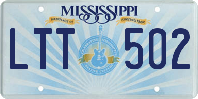 MS license plate LTT502