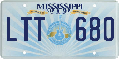 MS license plate LTT680