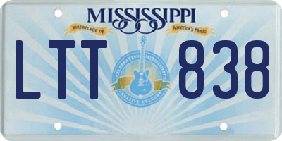 MS license plate LTT838