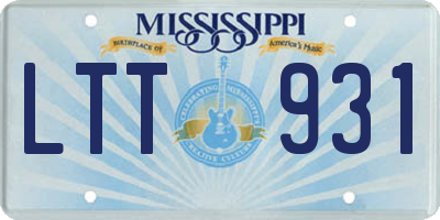 MS license plate LTT931