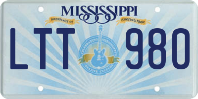 MS license plate LTT980