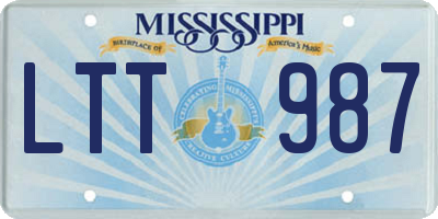 MS license plate LTT987