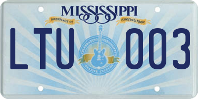MS license plate LTU003