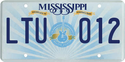 MS license plate LTU012