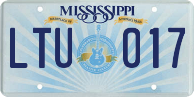 MS license plate LTU017