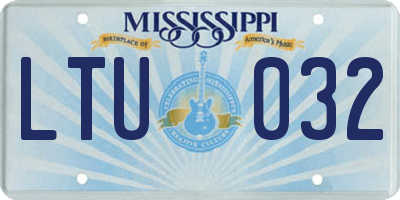 MS license plate LTU032