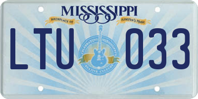 MS license plate LTU033