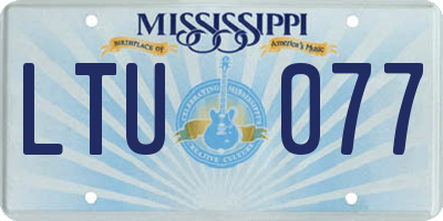 MS license plate LTU077