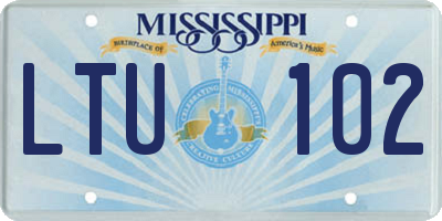 MS license plate LTU102