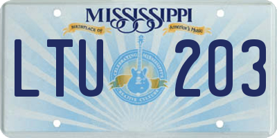 MS license plate LTU203