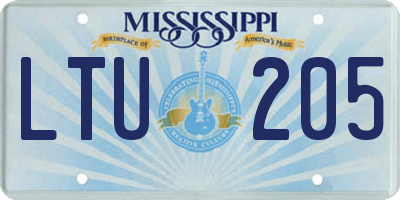 MS license plate LTU205