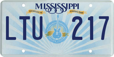 MS license plate LTU217