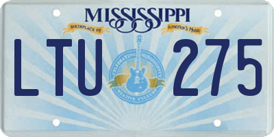 MS license plate LTU275