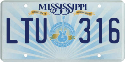 MS license plate LTU316