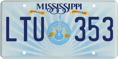 MS license plate LTU353