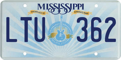 MS license plate LTU362