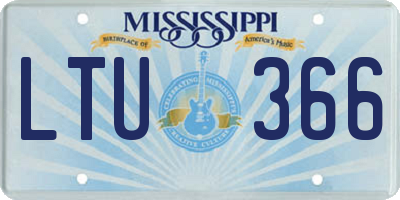 MS license plate LTU366